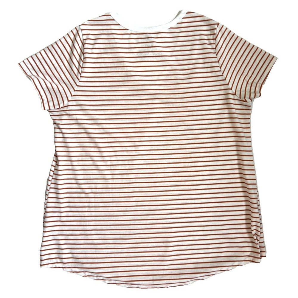 Torrid Girlfriend Tee White Rust Orange Stripe VNeck Short Sleeve Shirt 0 EUC - Picture 5 of 5